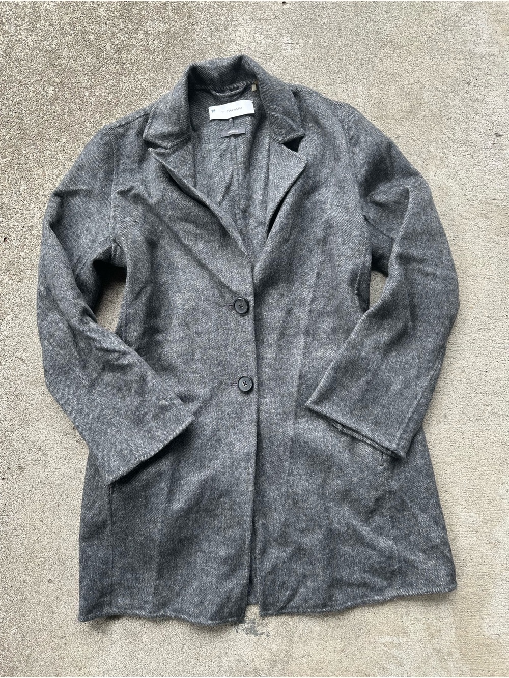 Tahari Classic Gray Wool-Blend Coat Pea Coat